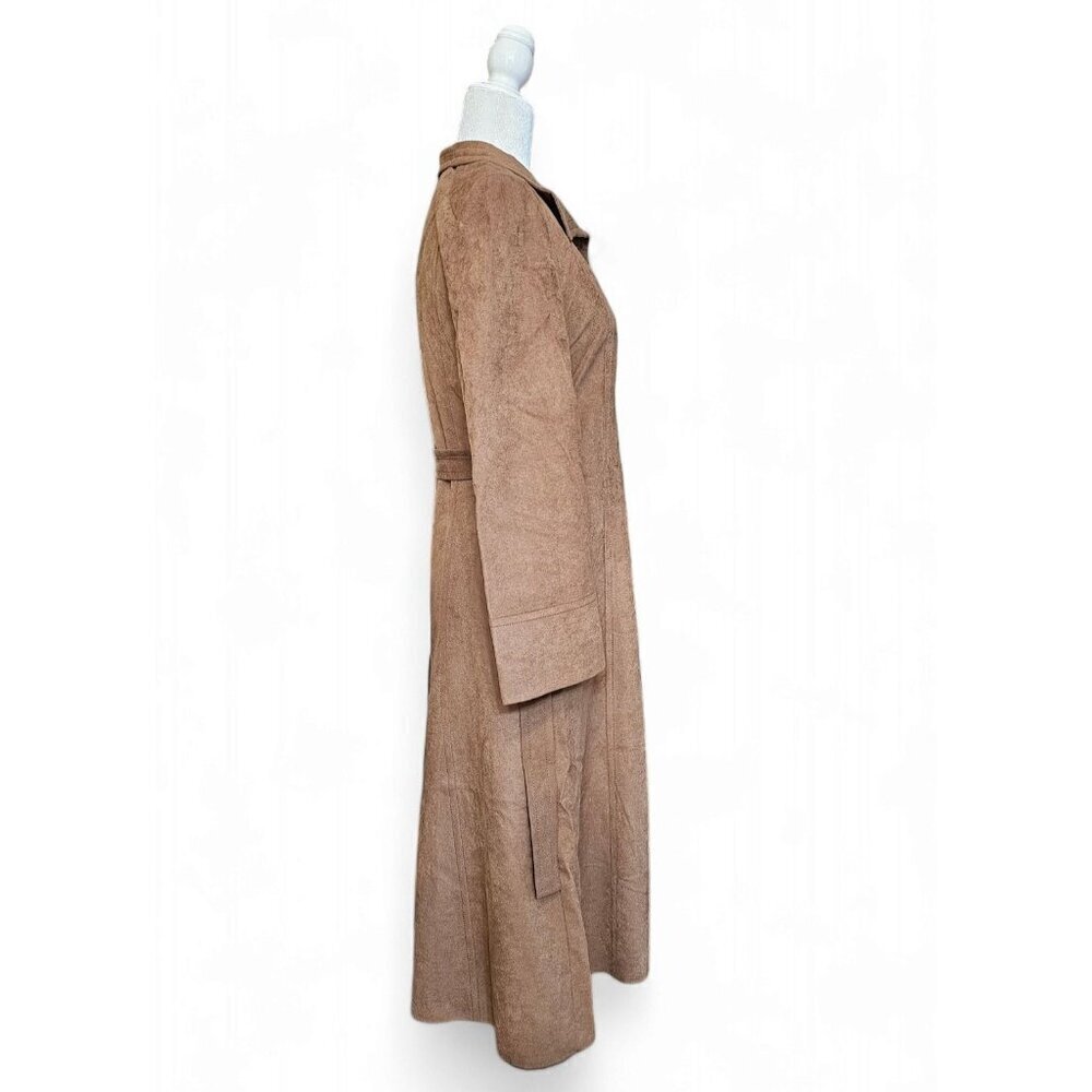 Vintage Mar-Del Mar Del brown long coat button up w/ belt repels rain &stains S - Picture 7 of 13